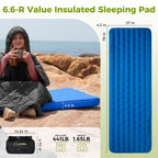 ATEPA ThermAir Pro Backpacking Sleeping Pad, 6.6 R-Value Insulated Ultralight Inflatable Sleeping Pad Folding Camping Pad with 7 Layers & Storage Bag for Camping Backpacking, Wide Long Size (78"x27")