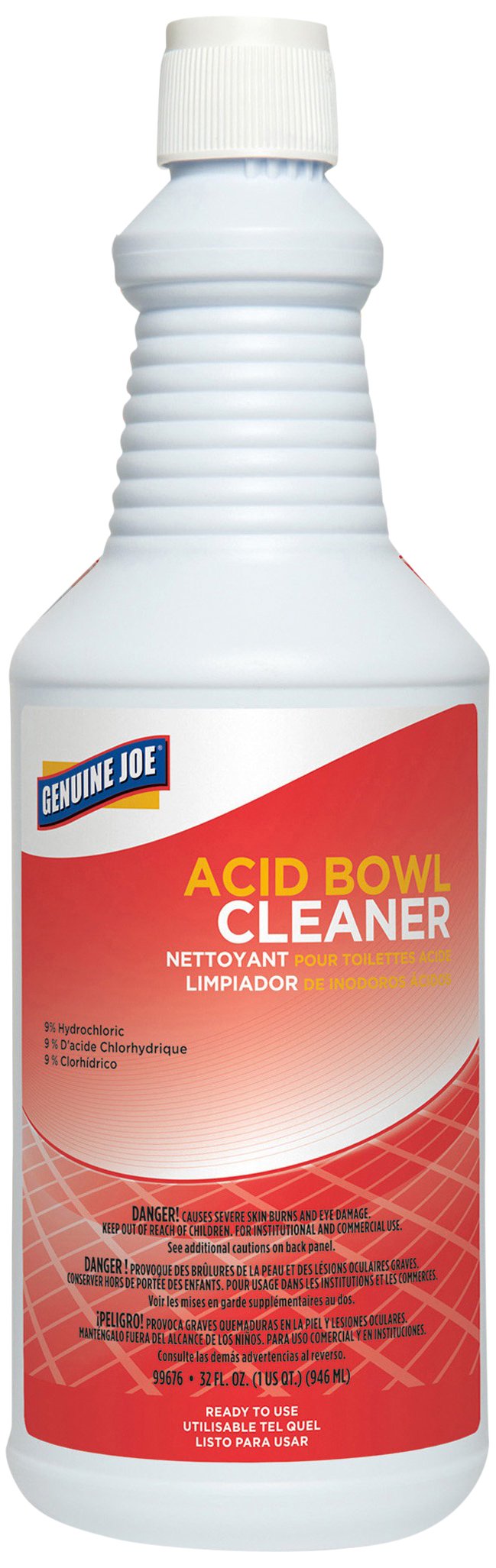 Genuine Joe Acid Bowl Cleaner, Ready-To-Use, Pleasant Scent, 32 fl oz, 12 Count
