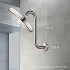 OFFO Shower Head Extension Arm 10 in, Brushed Nickel S Shaped Shower Arm with Flange High Rise Goose Neck Shower Arm Extension