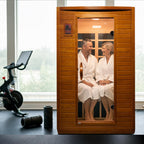 DYNAMIC SAUNAS Andora 2-Person Low EMF FAR Infrared Sauna with Red Light Therapy - Personal Indoor Dry Heat Wooden Sauna with Bluetooth Speakers for Home & Gym - Made from Canadian Hemlock Wood