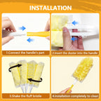 WAWINY 40 Pack Duster Refills Kit Fit for Swiffer Duster Handle,360° Deep Cleaner Heavy Duty Replacement with 1 Handle(Yellow)