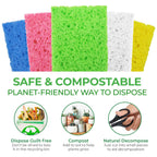 AIRNEX Compressed Cellulose Sponges - 32 Pack Natural Pop Up Dish Sponge for Kitchen - Compostable Plant-Based Cleaning Sponges Bulk – Non Scratch Natural Sponge for Dishes & Household Cleaning