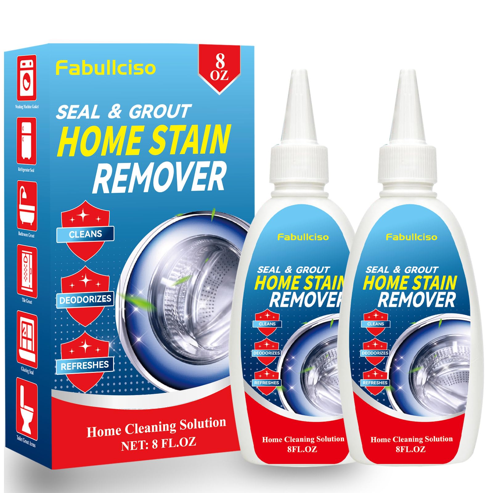 Home Stain Remover Gel – Stubborn Stain Cleaner No Harsh Scrubbing Required, Front Loader Washing Machine Seal Washing Machine Seals, Sinks & Tiles | No-Slip Formula | 8H Penetration | 16.0oz