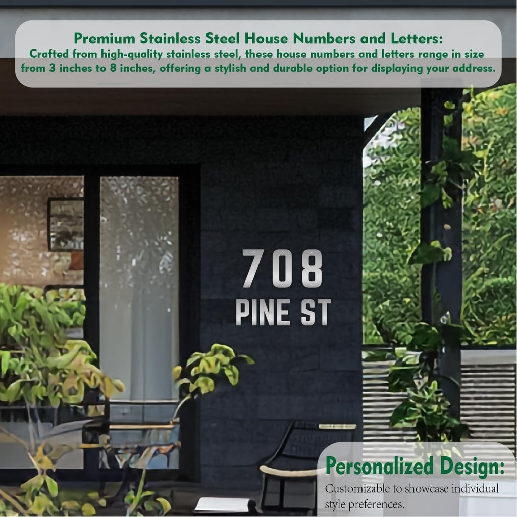 20 Inch Stainless Steel Metal Floating Address Numbers, Silver Metal House Letters, 304 Stainless Steel House Address Letters and Numbers, Modern Door Number and Letter for Home Hotel Office (1)