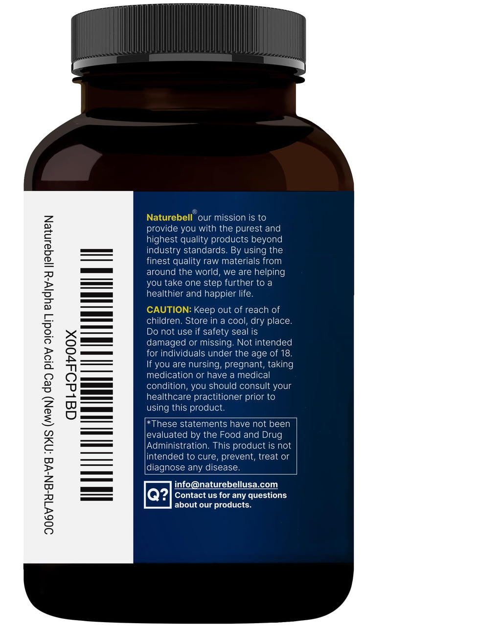 NatureBell R-Alpha Lipoic Acid - 90 Capsules - Delivers 1,200mg R-ALA Per Serving - Antioxidant & Cellular Energy Support* - Stabilized R-Isomer ALA - Non-GMO & Gluten-Free