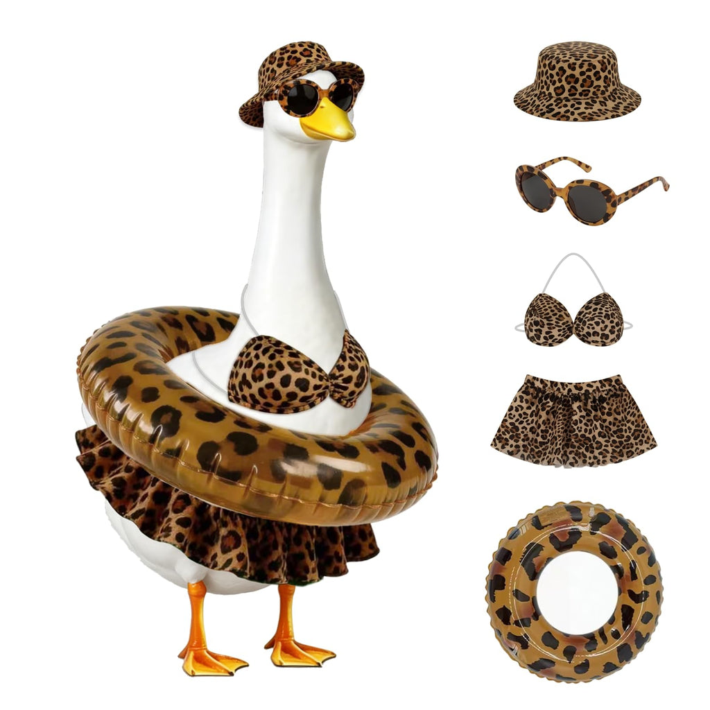 GSPIM 23" Summer Goose Outfit， Leopard Print Bikini for Goose Statue