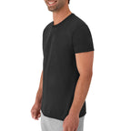 Hanes Mens Cotton, Moisture-wicking Crew Tee Undershirts, Multi-packs, Black/Grey/Blue Assorted - 6 Pack, Medium US