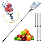 Oak Leaf Fruit Picker, 13 FT Picker Pole with Basket, Length Adjustable Apple Orange Picker Tool Tree Fruit Catcher with Lightweight Stainless Steel Connecting Pole, Foam Pad, 2 Metal Clamp(Upgraded)
