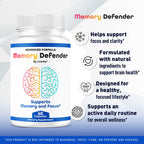 (3 Pack) Memory Defender Capsules, MemoryDefender Advanced Brain Support Pills, All Natural Premium Supplement, Memorydefender Maximum Strength Multivitamin Daily Wellness, 180 Capsules for 3 Months