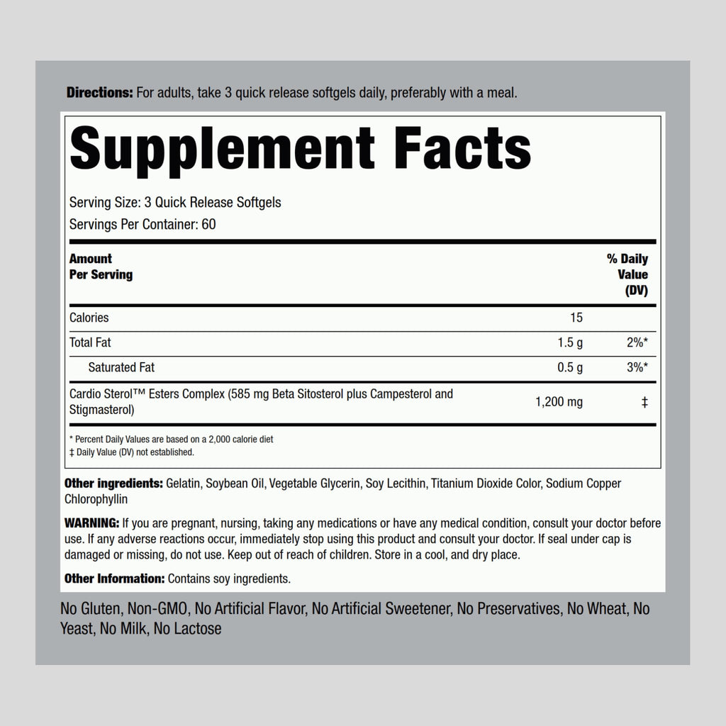 Piping Rock Beta Sitosterol Supplement for Men | 1200 mg | 180 Softgels