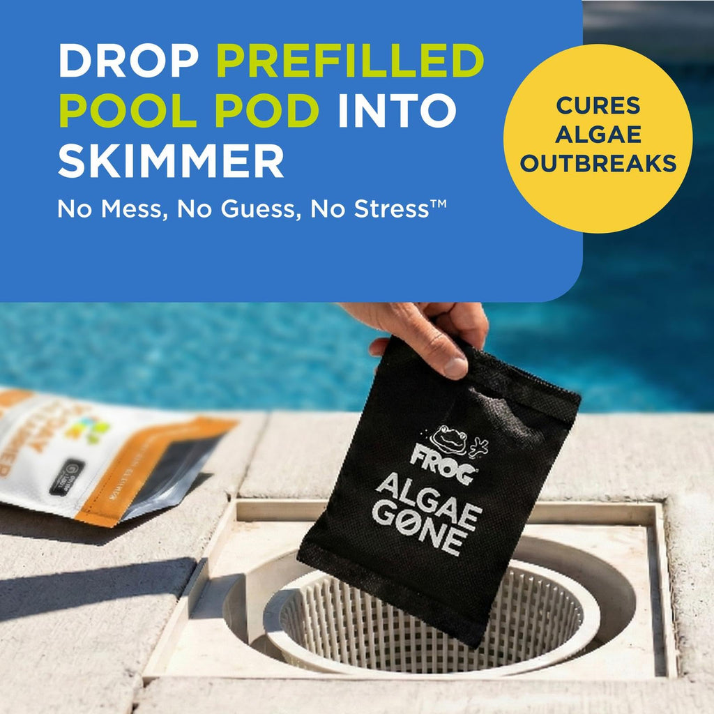 FROG Algae Gone - Dry Formula Algaecide Removes Green and Yellow Algae for In-Ground & Above-Ground Pools up to 20,000 Gallons - Chemical Pool Maintenance & Treatment - 2 Pods