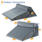 Sasttie Wedge Pillow Set for After Surgery, 2PCS Adjustable Bed Wedge Pillow Headboard with Memory Foam Neck Cushion – for Acid Reflux, Sleeping, Neck & Back Support, Velvet & Dark Grey