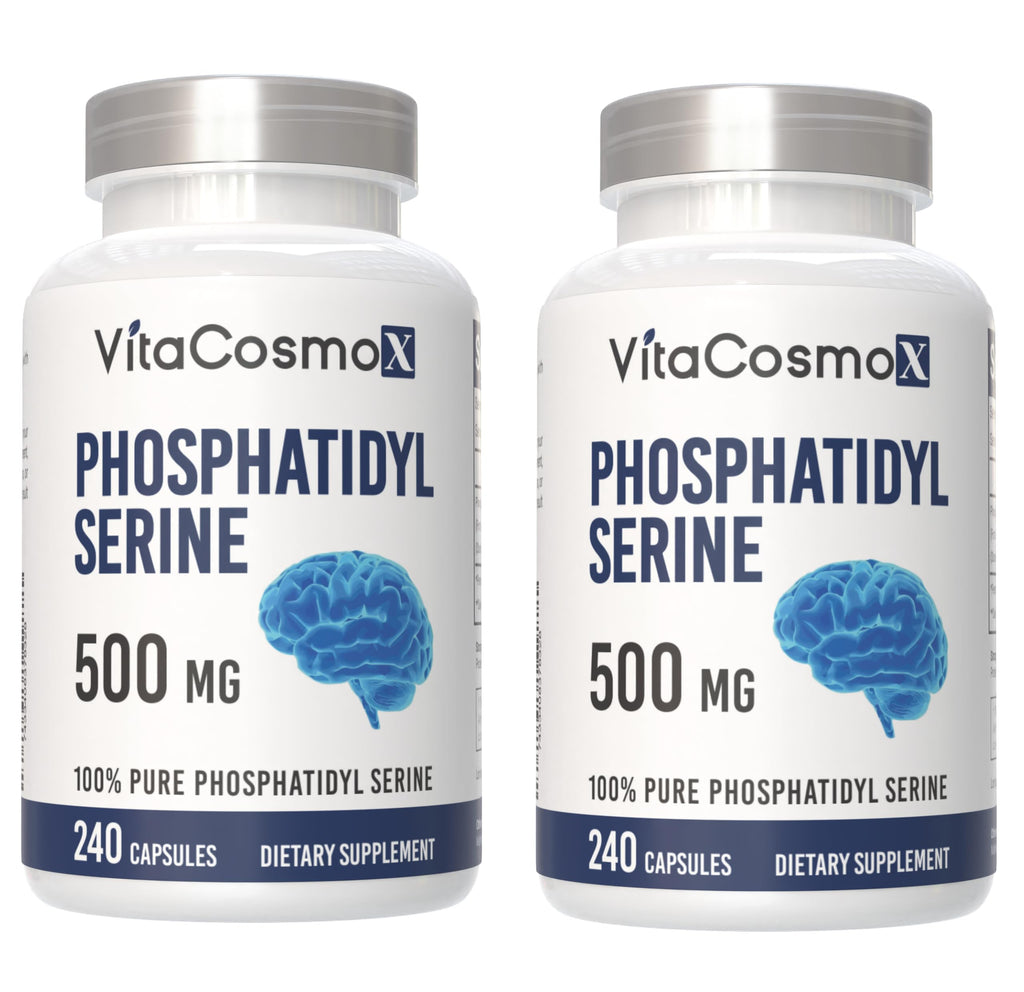 VitaCosmoX Phosphatidylserine, 500mg, 240 Veggie Capsules 100% Vegetarian, Non-GMO & Gluten Free - 2 Packs