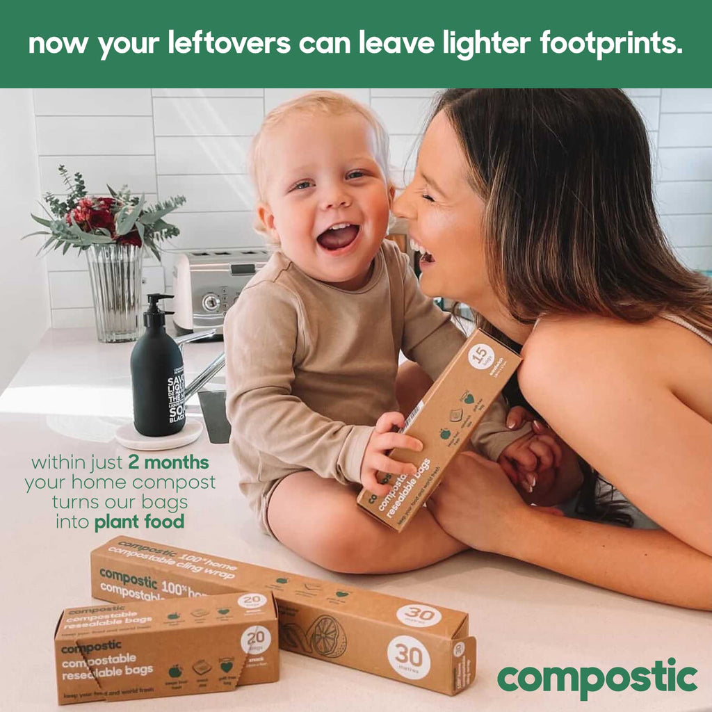 Compostic Compostable XL Sandwich Bags (90 + 10 Count) Everyday Essential — Resealable Zip-Seal, Plant-Based, Home Compostable, Freezer & Microwave Safe, BPA-Free, Non-Toxic, GMO-Free Food Storage Bag