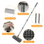 SetSail Floor Scrub Brush, 3 in 1 Floor Scrub Brush with 54-in Adjustable Long Handle and Scraper Heavy Duty Stiff Bristle Floor Scrubber for Cleaning Shower Bathroom Kitchen Patio Garage, Grey&Orange