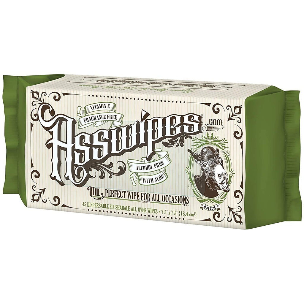 Asswipes Flushable Wipes (Bulk, 1080 wipes) - Personal Cleansing Body, Butt and Bathroom Wipes with Aloe & Vitamin E - Made Without Alcohol or Parabens (Pack of 24)