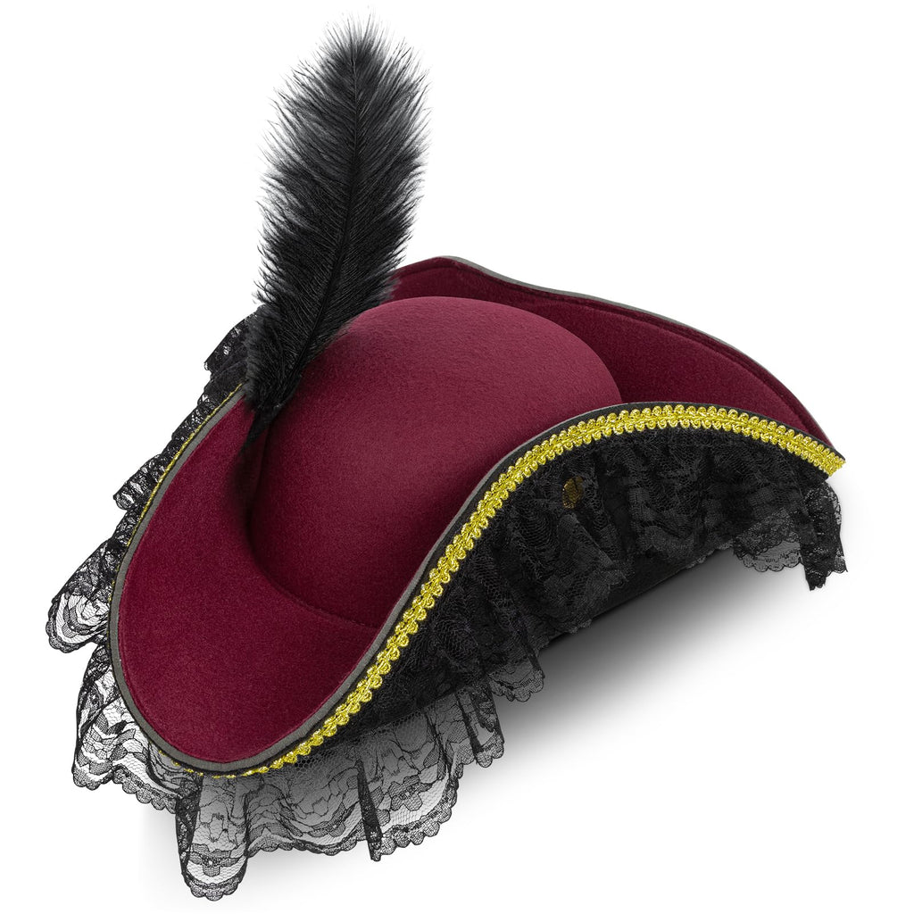 Lrvcnva Pirate Costume Hat Women,Pirate Accessories Halloween Costume,Renaissance Tricorn Hat for Adults