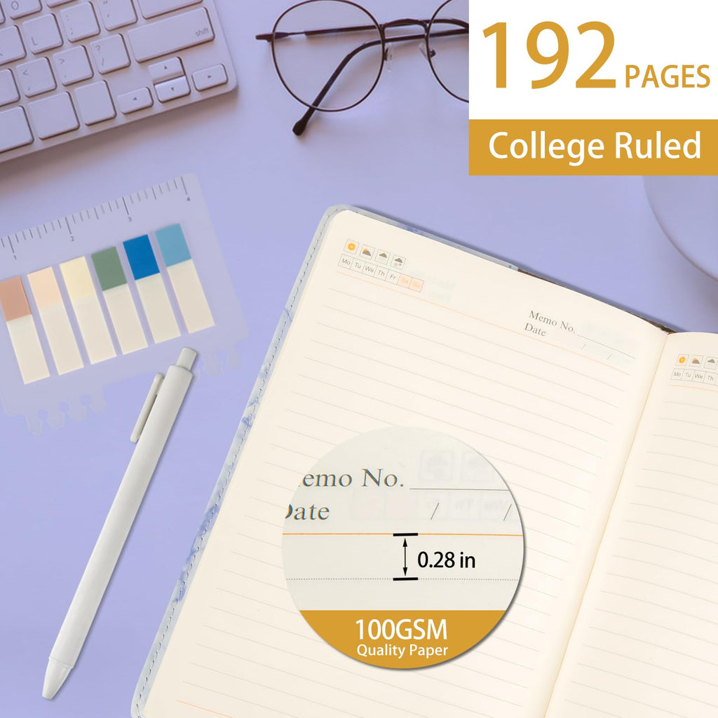 Kutoda Marble Diary with Lock, 192 Pages College Ruled Secret Journal with Lock, Waterproof A5 locked journal for women, Cute Diary Stuff for Teen Girls (Purple)