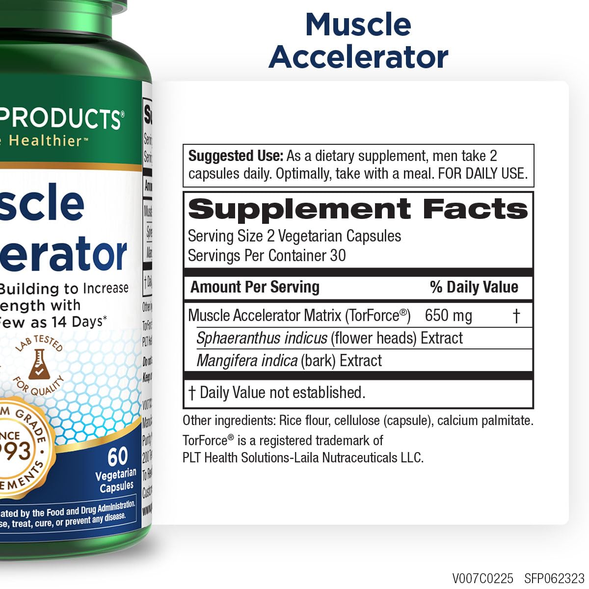 Purity Products Muscle Accelerator 650 mg Patented & Clinically Tested Muscle Accelerator Blend of Ayurvedic Herbal Extracts Promotes Strength, Endurance + Muscle Growth - 60 Veg Caps (3)