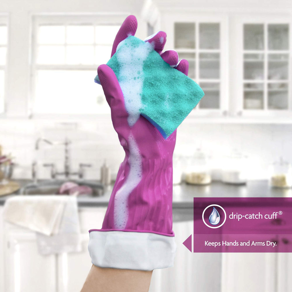 PLAYTEX Living Reuseable Rubber Cleaning Gloves, Color May Vary (Small, Pack - 4)