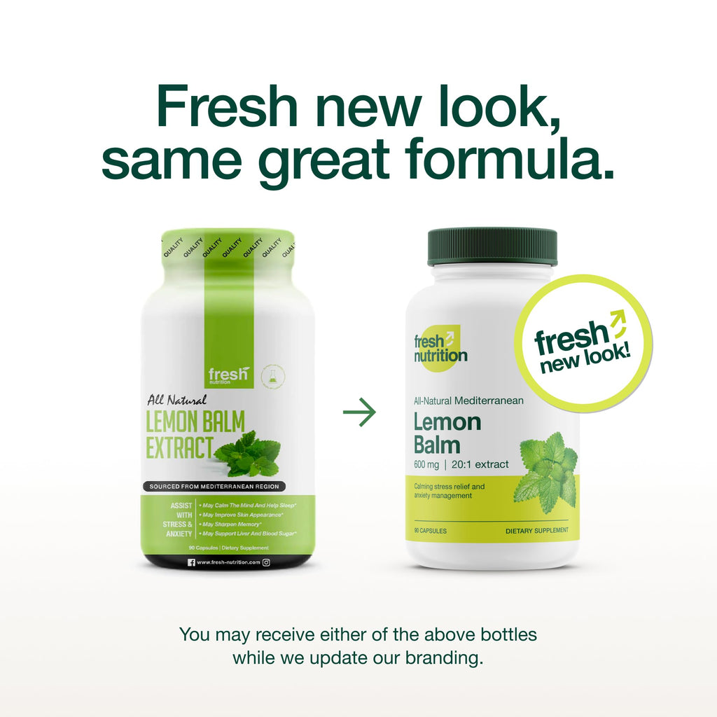 Fresh Nutrition Lemon Balm Extract Capsules.