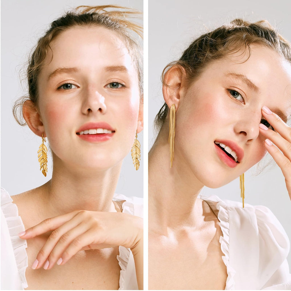 Funtopia Gold Dangle Earrings 68 Pairs Fashion Statement Earring for Women