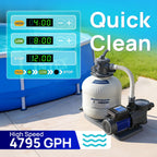 AQUASTRONG In/Above Ground Pool Pump, High Flow (Dual Speed with Timer, 1.5HP, 115V, 4975 GPH)