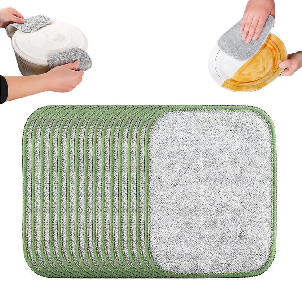 QITELL Multipurpose Steel Wire Cleaning Cloth - Double-Sided Scrub Rag for Kitchen Pots Pans Wet Dry (15)