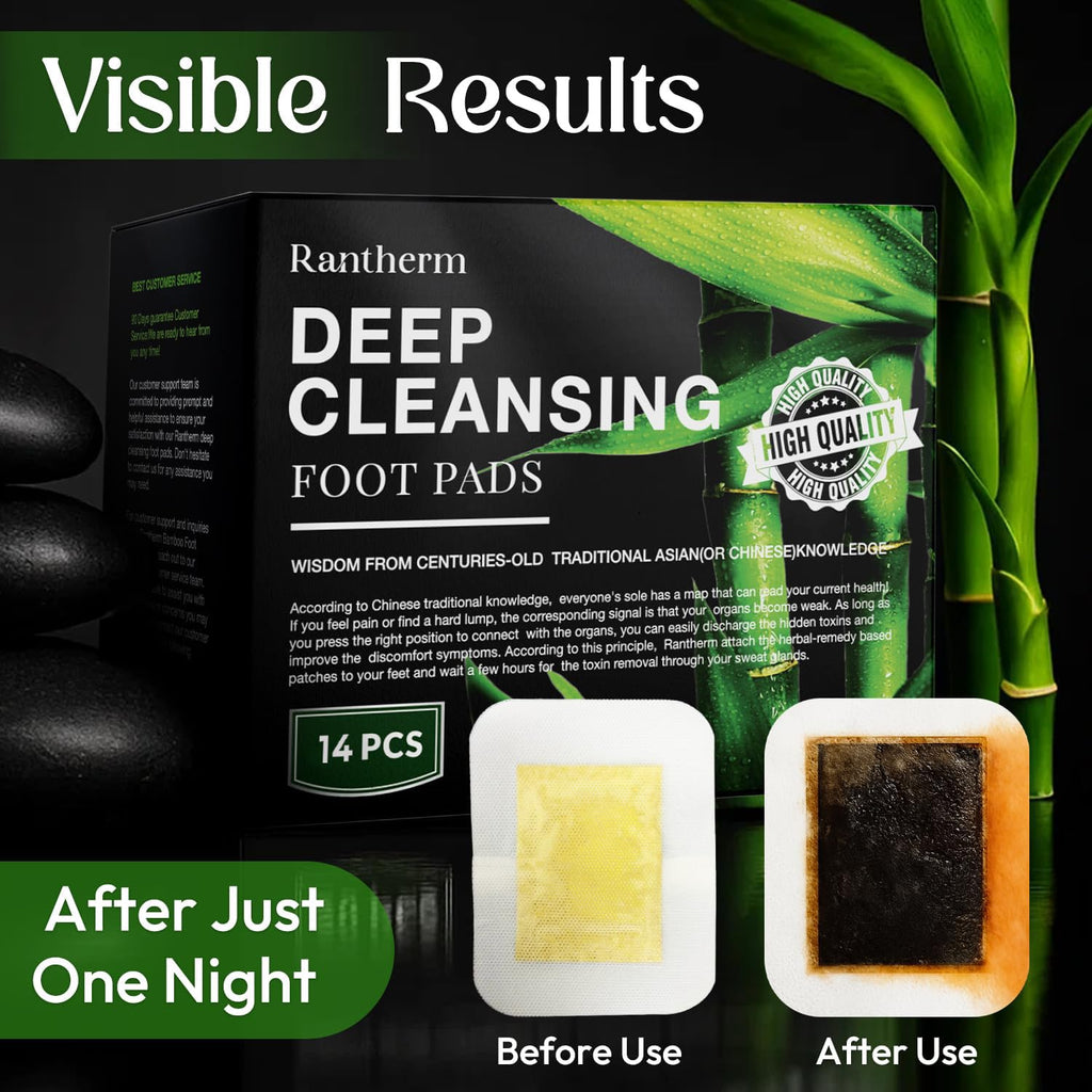 Rantherm Foot Pads, Bamboo Vinegar and Ginger Adhesive Pads for Daily Foot Use, 20 Packs