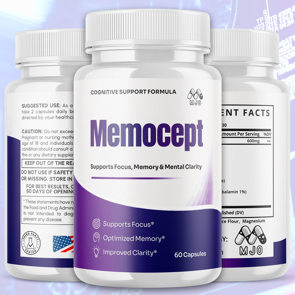 (3 Pack) Memocept Capsules, Official Memocept Pills with All Natural Ingredients, Advanced Vitamin Supplement Pills Supporting Health & Wellness, Max Strength Formula Crafted in the USA (180 Capsules)