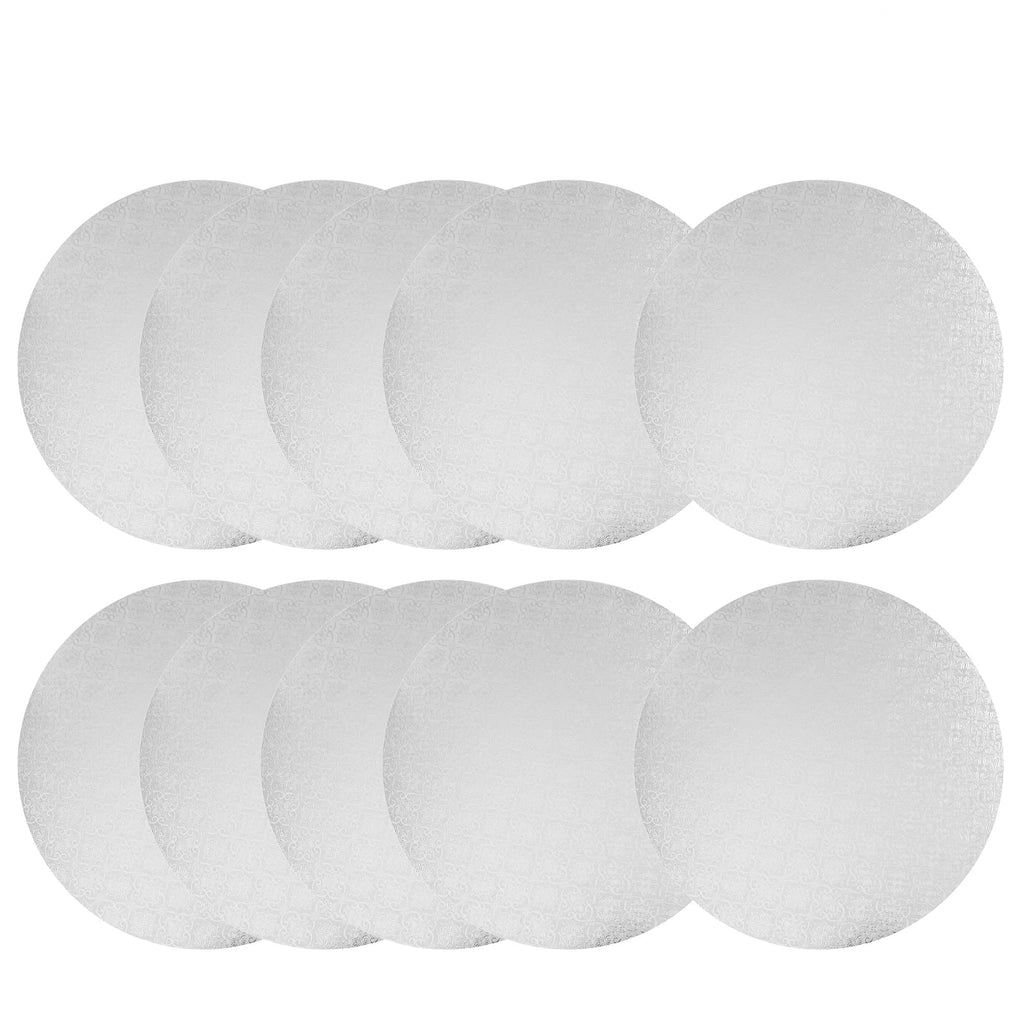 O'CREME White Wraparound Cake Pastry Round Drum Board 1/4 Inch Thick, 14 Inch Diameter - Pack of 10
