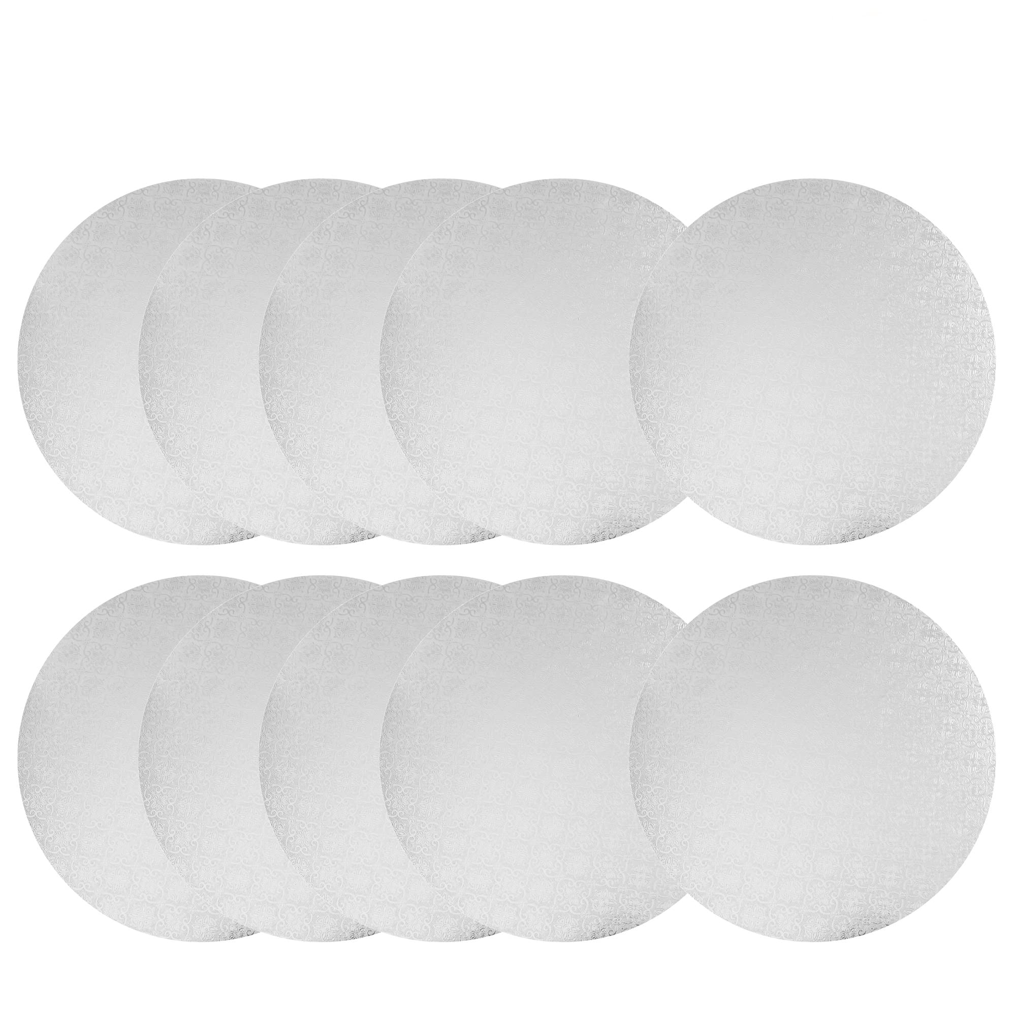 O'CREME Round Cake Drum Board 10 Inch White Wraparound 1/4 Thick