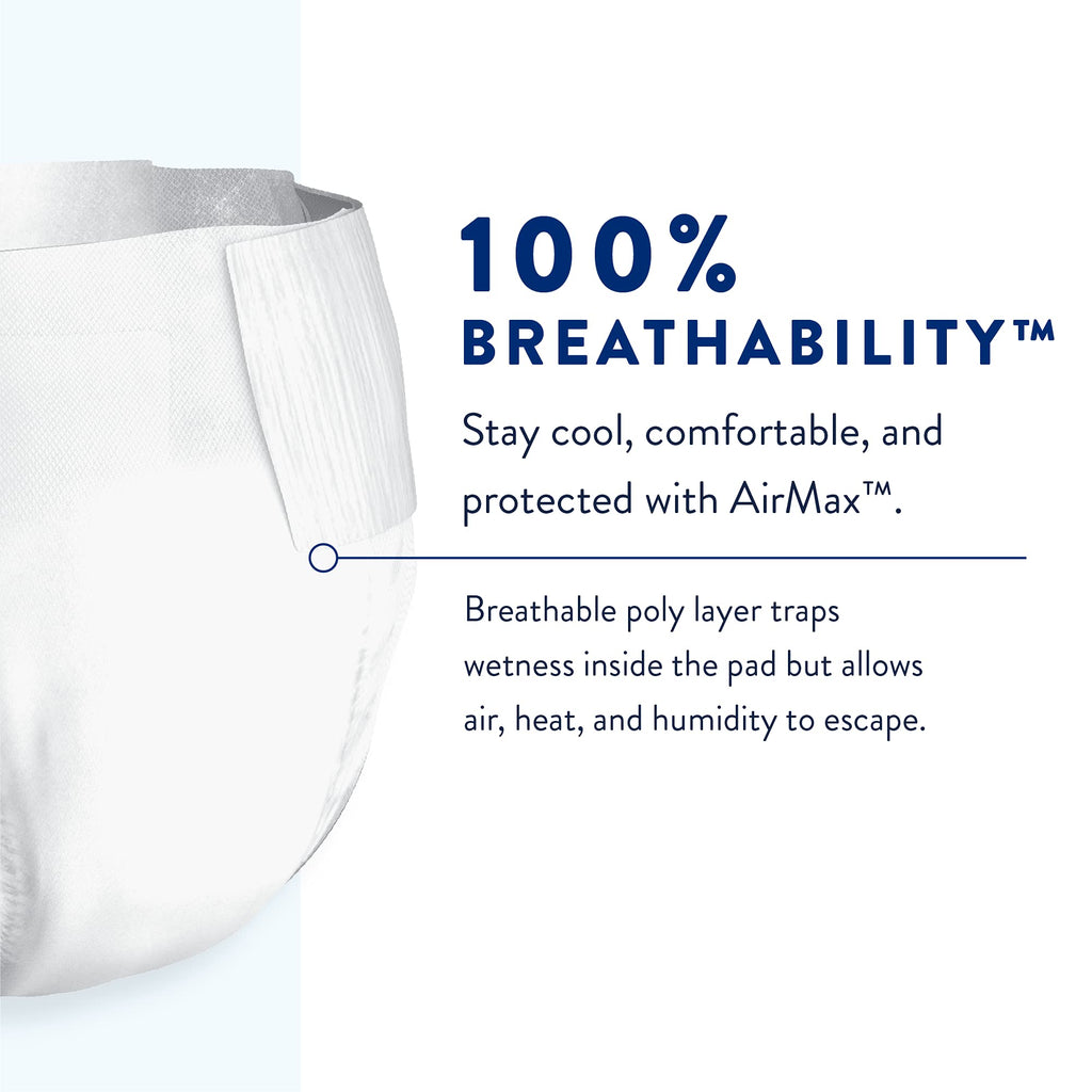 Prevail AIR Overnight Incontinence Briefs - Unisex Adult Incontinence Briefs with Tabs - Disposable Adult Diaper for Men & Women - Overnight Absorbency - Size 2, 72 Count (4 Packs of 18)