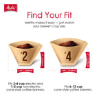 Melitta #4 Unbleached Coffee Filters, Natural Brown Cone Filters, 6-Pack