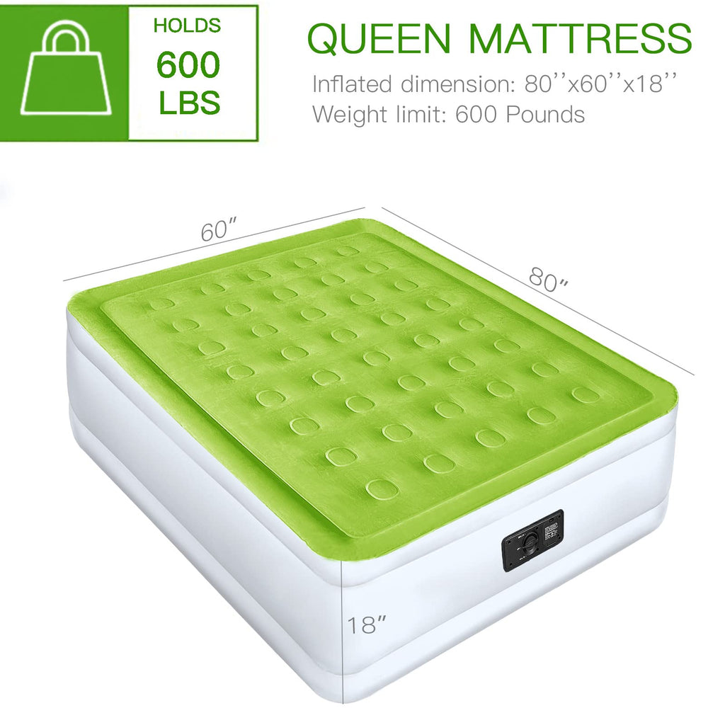 YENING Queen Size Air Mattress with Built in Pump Raised Inflatable Bed Heavy Duty Blow up Matressith Airbed 18 Inch Tall