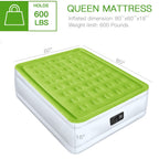 YENING Queen Size Air Mattress with Built in Pump Raised Inflatable Bed Heavy Duty Blow up Matressith Airbed 18 Inch Tall