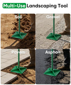 Tigerden Heavy Duty Steel Hand Tamper, 8"x8" Soil Plate Compactor with 44" Adjustable Handle & Rubber Grip, Anti-Loose Ladscaping Tools for Ground, Gravel, Dirt, Sand, Asphalt, Pavers, Blacktop, Green