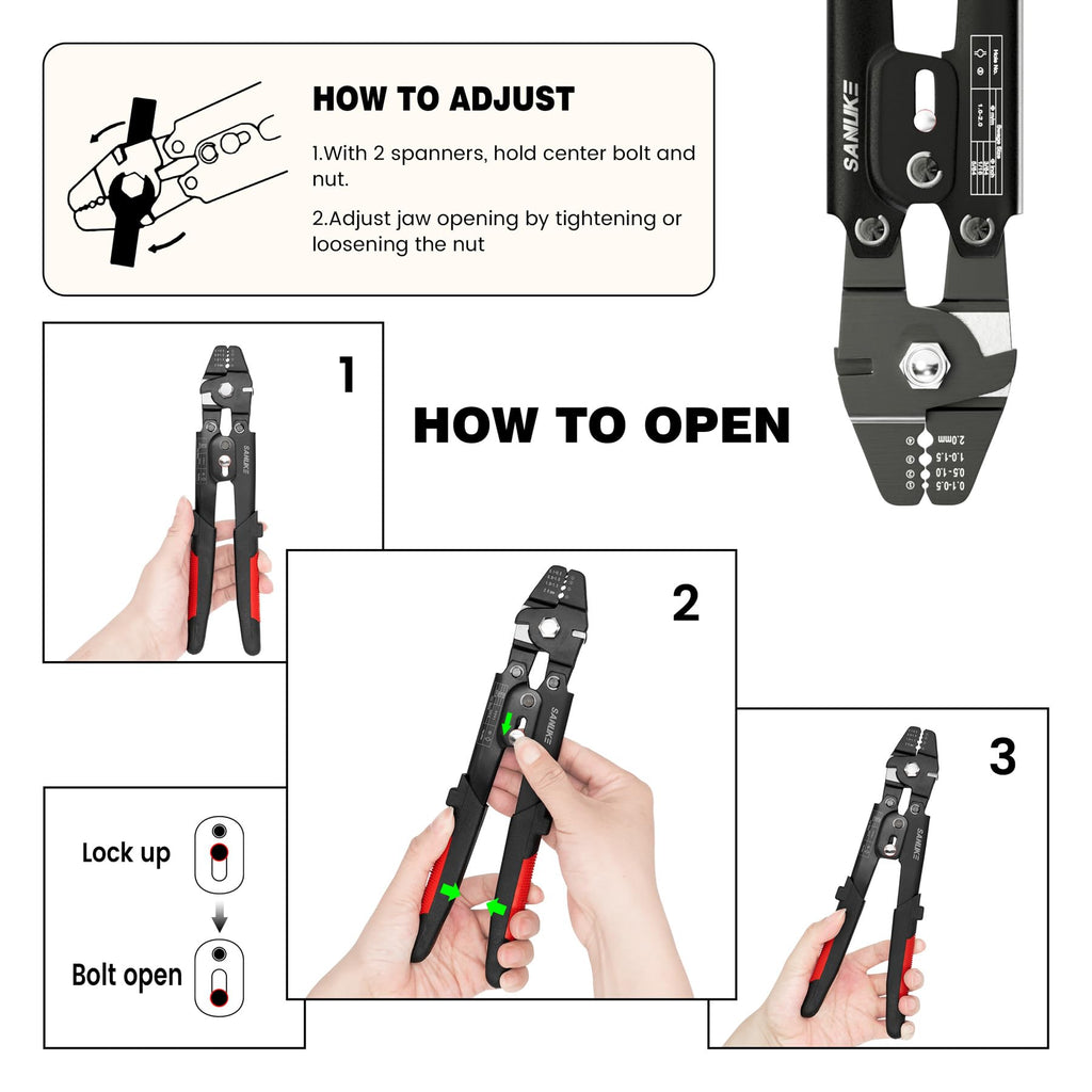 Sanuke Wire Rope Crimping Tool for Aluminum Crimping Loop Sleeves up to 2.0mm, Swager Tool for 3/64 1/16 5/64 inch Stainless Steel Cable Crimper