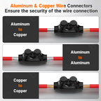 Joinfworld 2 Port Inline Splice Connector 2-14 AWG Aluminum to Copper Wire Connectors Insulated Wire Connectors Inline Splice Connector with 5/32" Slotted Allen Hex - 6 Pack