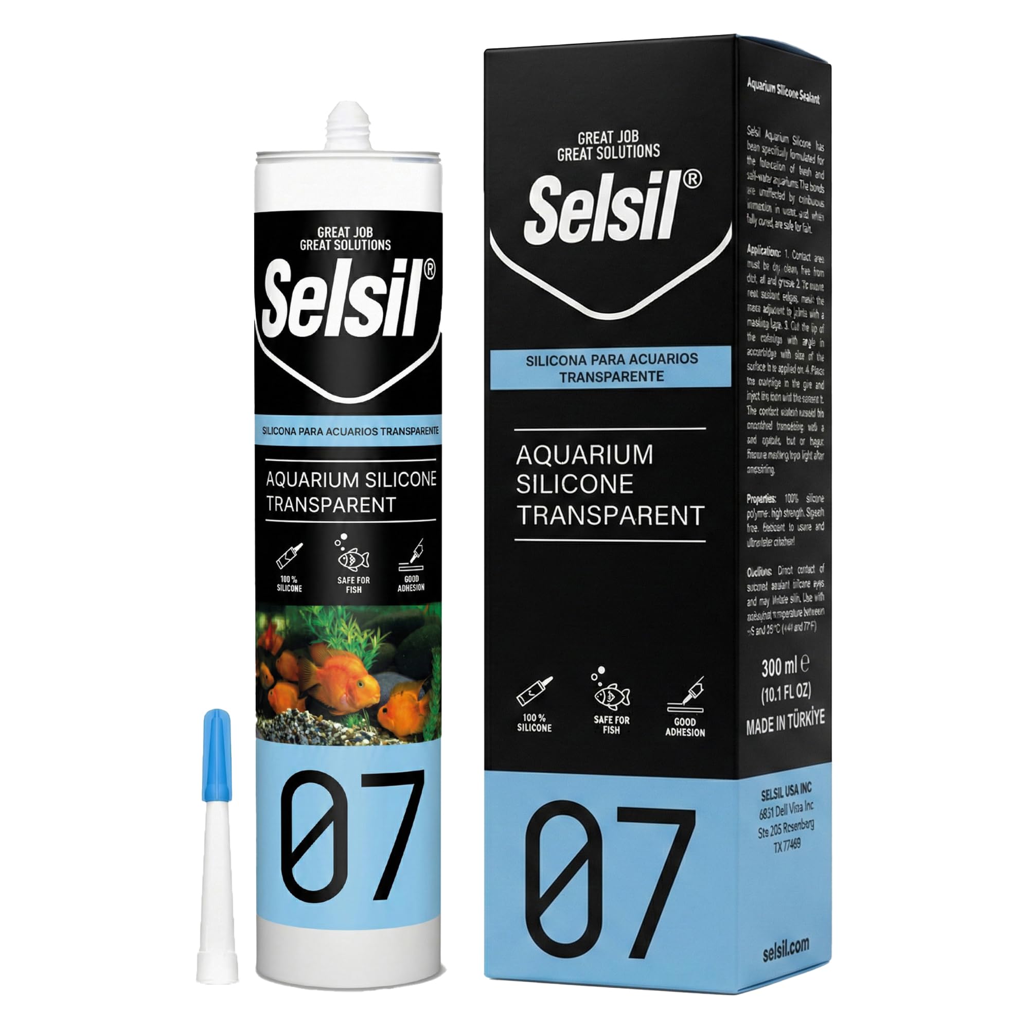 SELSIL Aquarium Silicone Clear Sealant - High Elasticity, Safe for Fish, Solvent-Free, Ozone-Resistant, Transparent 10.14 Fl Oz, 1 Pack