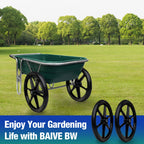 BAIVE BW 20" Flat Free Wheelbarrow Tires with 4Pcs 5/8" Bearing, Pu Flat Free Wheels Compatible with 2.44" Centered Hub for rubber-maid Garden Carts, Garden Trailers, Roofing Equipment