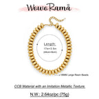WOWORAMA Chunky Gold Beaded Necklace for Women Large 18MM Flat Abacus Bead Necklaces Metallic CCB Statement Necklace Trendy Chunky Choker Fashion Jewelry