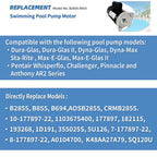B2855 2HP Pool Pump Motor Replaces Century/AO Smith Regal Beloit B855 Swimming Pool Pump Motors, 230V, 10A, 3450RPM 1.5KW 56Y Frame 1.1 SF Include Replace Parts, Single Phase Square Flange Leungoo