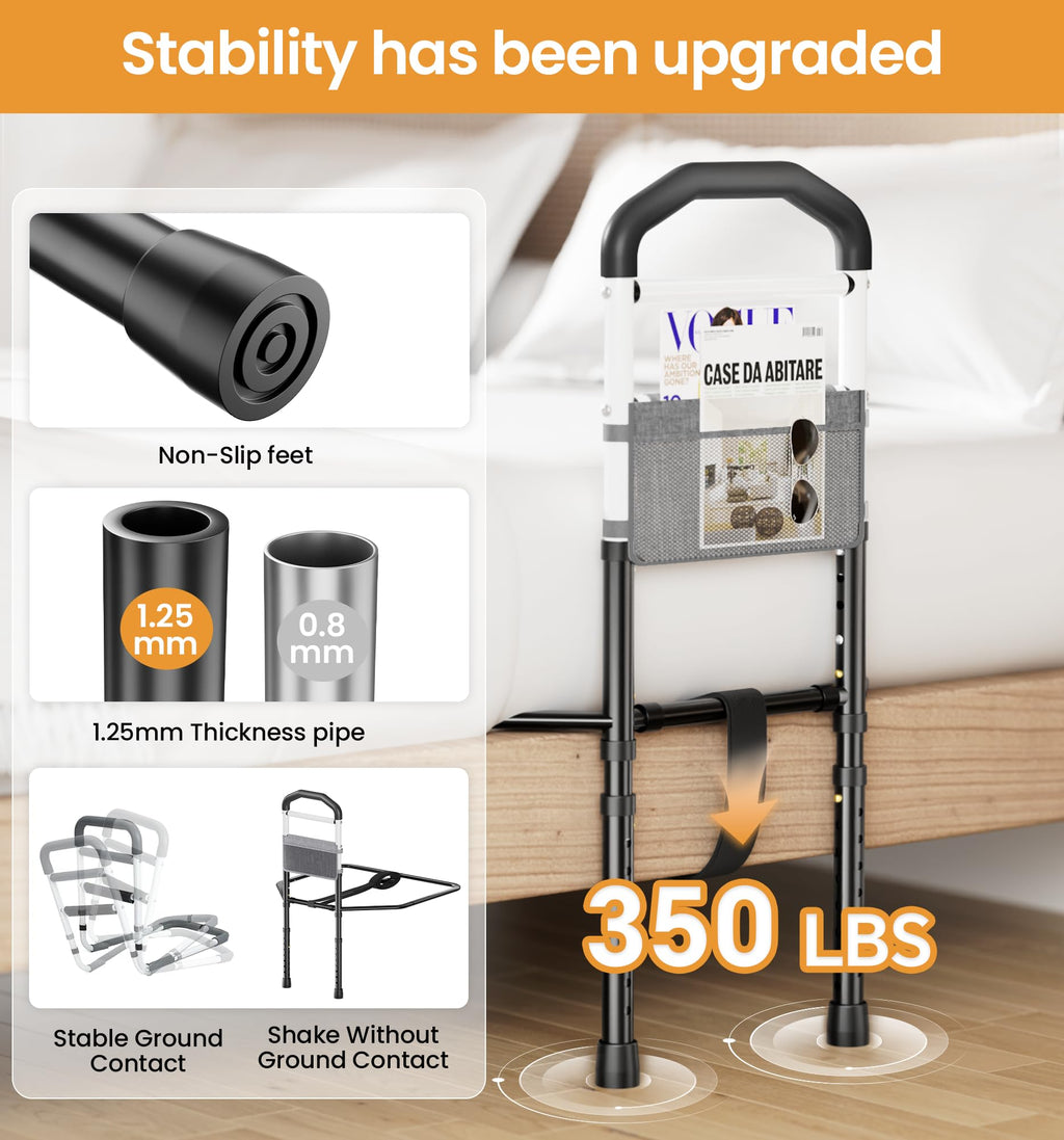 HOMLAND Bed Rail for Elderly Adults - ASTM & SGS Certified 350lbs Support, Tool-Free Setup, Fits Twin to King