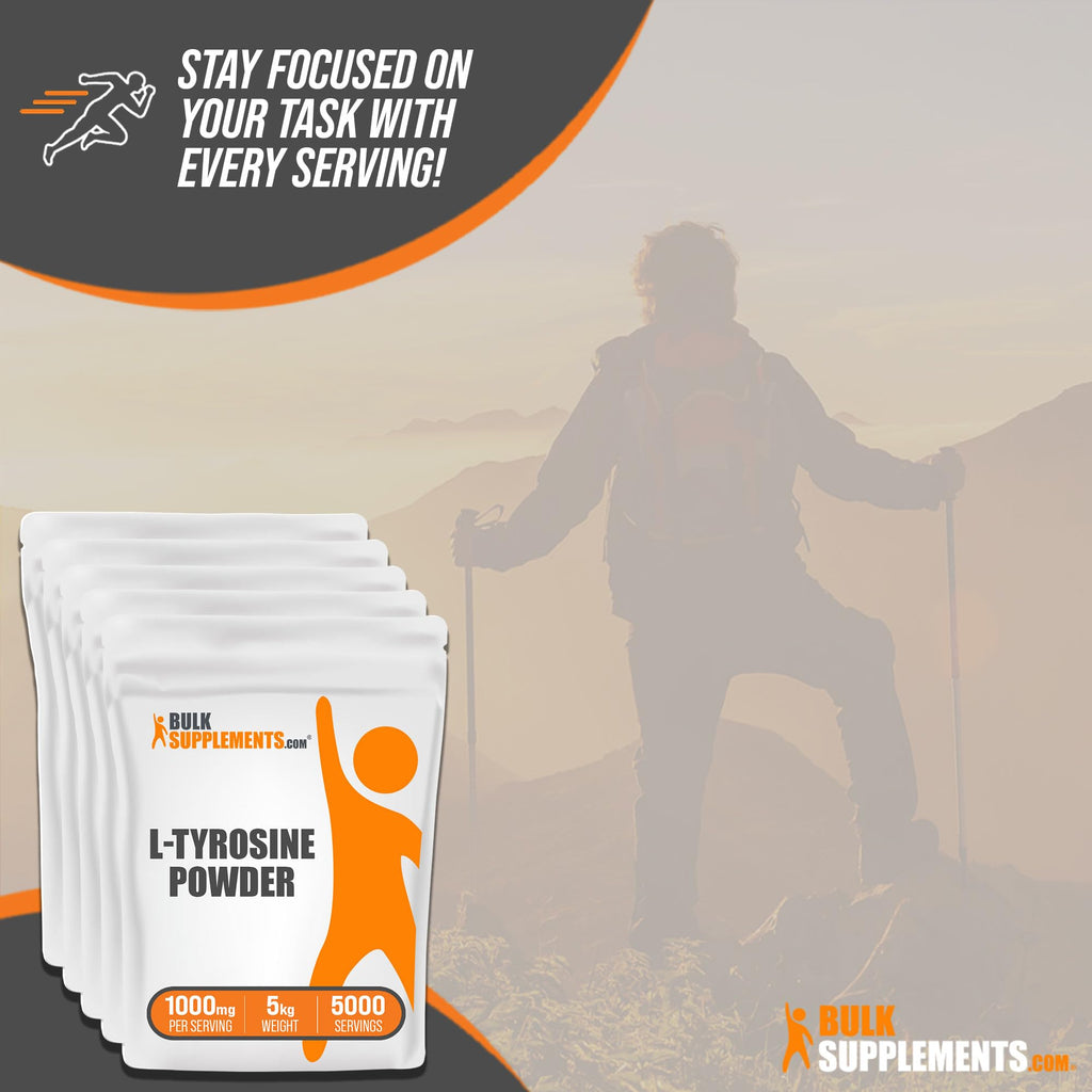 BulkSupplements.com L-Tyrosine Powder - Sports Nutrition, Amino Acid Supplement - Unflavored & Gluten Free, 500mg per Serving, 5kg (11 lbs) (Pack of 5)
