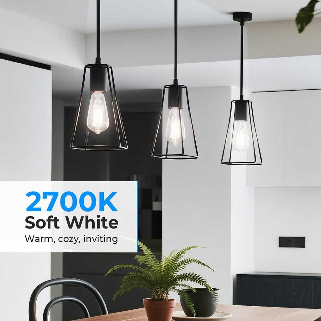 GvvooHome Dimmable Edison Bulbs, 4000K Daylight White, 6W Equivalent to 60 watt E26 LED Bulb, ST58 Vintage Light Bulbs, 600LM, 90+ CRI, E26 Base, Clear Glass, 6 Pack
