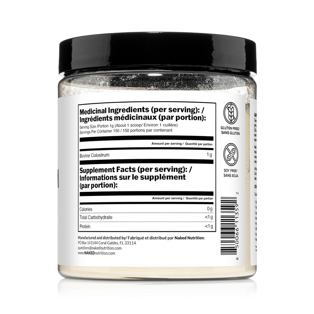 NAKED Colostrum Powder – 100% Grass-Fed Bovine Colostrum Supplement from US Farms | Tested at 20%+ IgG | Gut Health, Immunity, Recovery & Skin Support - 150 Servings