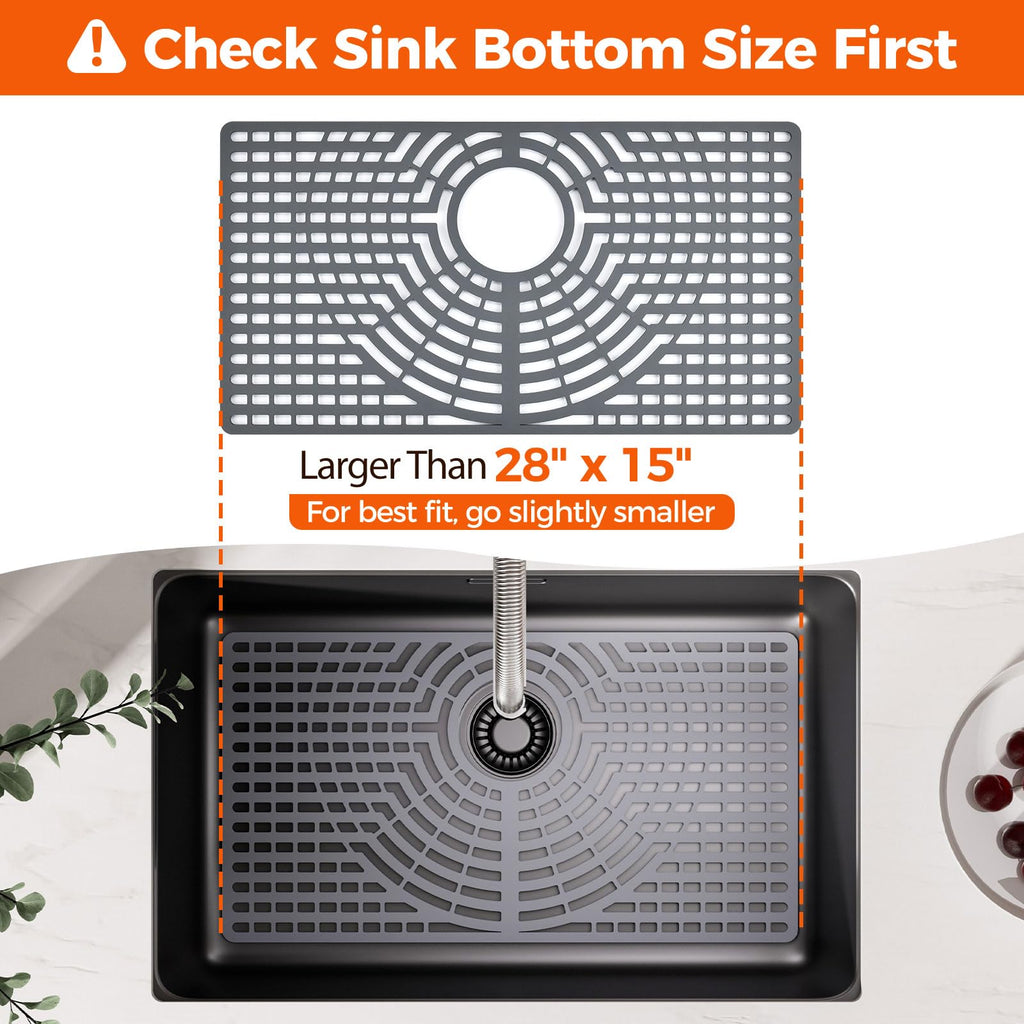 Snuggery Silicone Sink Protector for Kitchen Sink 28" x 15" – Flexible Sink Mat, Heat Resistant Grid, Non-Slip Rack, Easy to Clean Dishwasher Safe – Fits Farmhouse, Single & Double Bowl Sinks