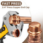 Copper Press Fittings 3/4" Copper Press Cap, Zero Lead 3/4" Cooper Press End Cap Press Fittings Copper Pipe End Cap for Plumbing, OD 7/8”, Use with Hydraulic Press Fitting Tool, 12PCS