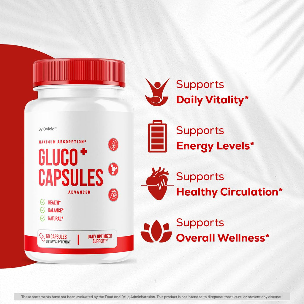 (3 Pack) GlucoCapsules - Official GlucoCapsules Advanced Premium Formula Pills Support Maximum Strength, All Natural Ingredients Vitamins for Overall Health & Wellness, 180 Capsules for 3 Months